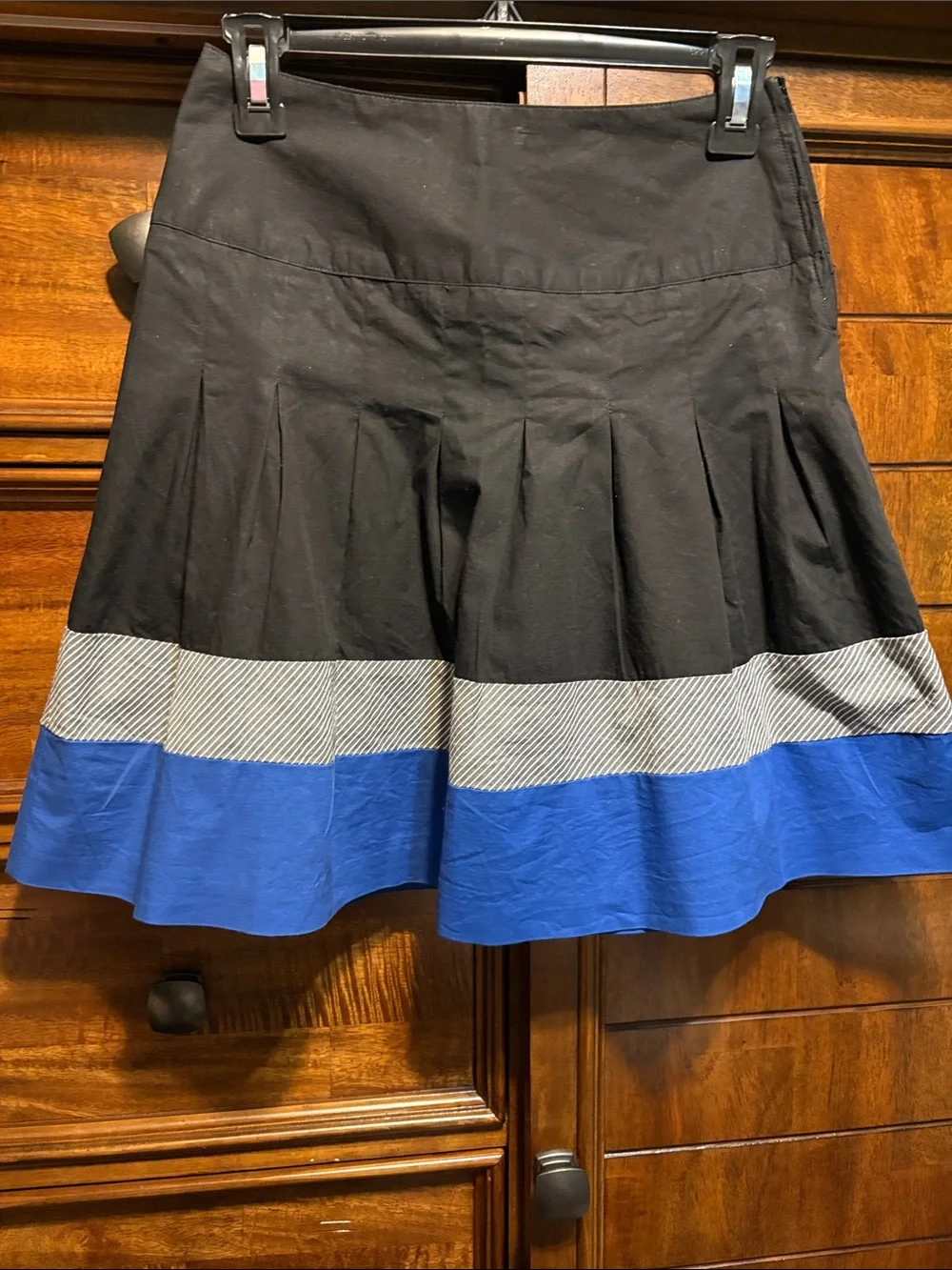 Byer California Black Skirt with Blue Hem and White Striped Band